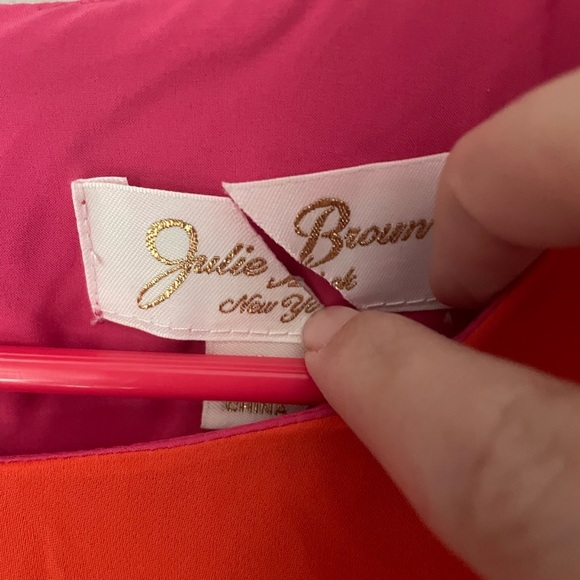 Julie Brown New York Vibrant Pink and Orange Silk Mini Dress Size 8 - Picture 3 of 9